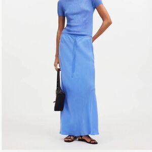 Madewell NQ794 Tie-Waist Maxi Slip Skirt in Cupro Blend NWT size 12